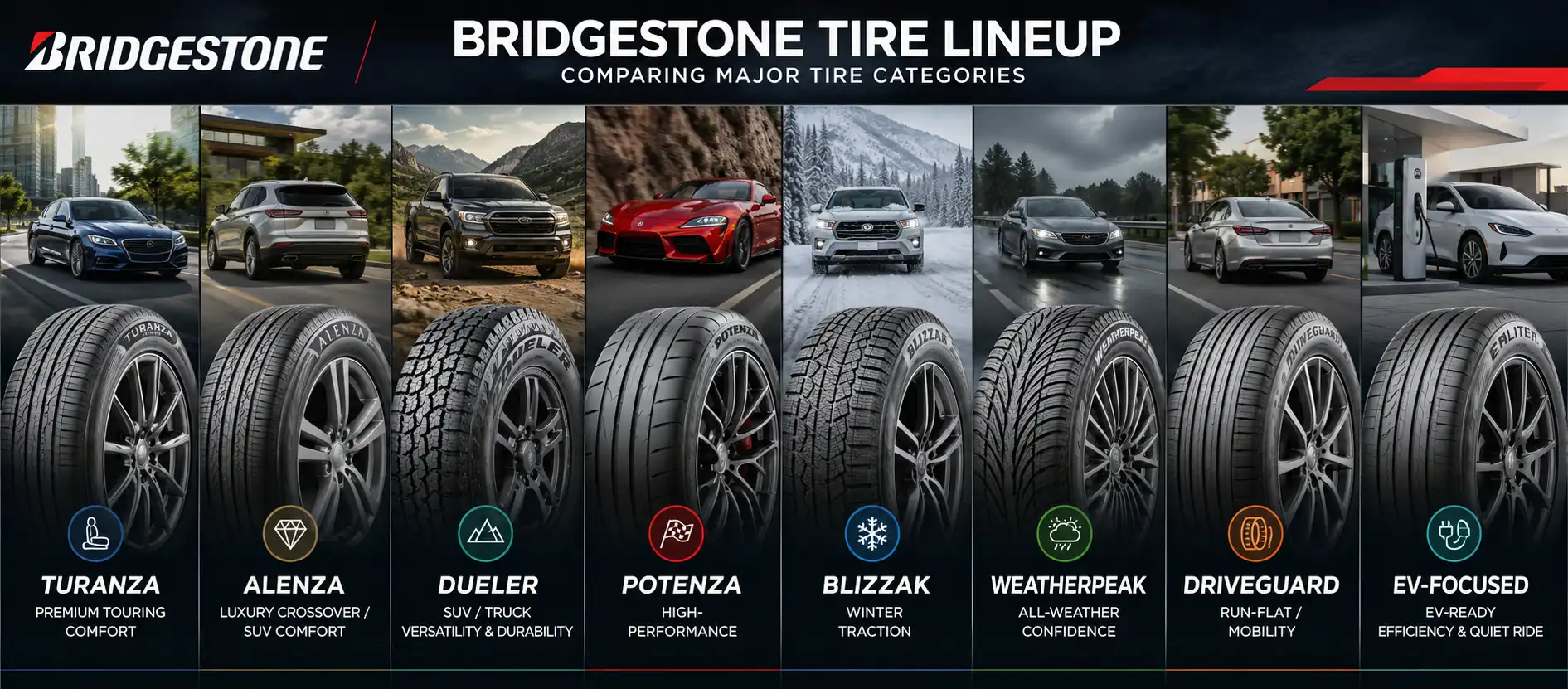 Bridgestone Tires on Sale, Prices, Rebates & Available Models