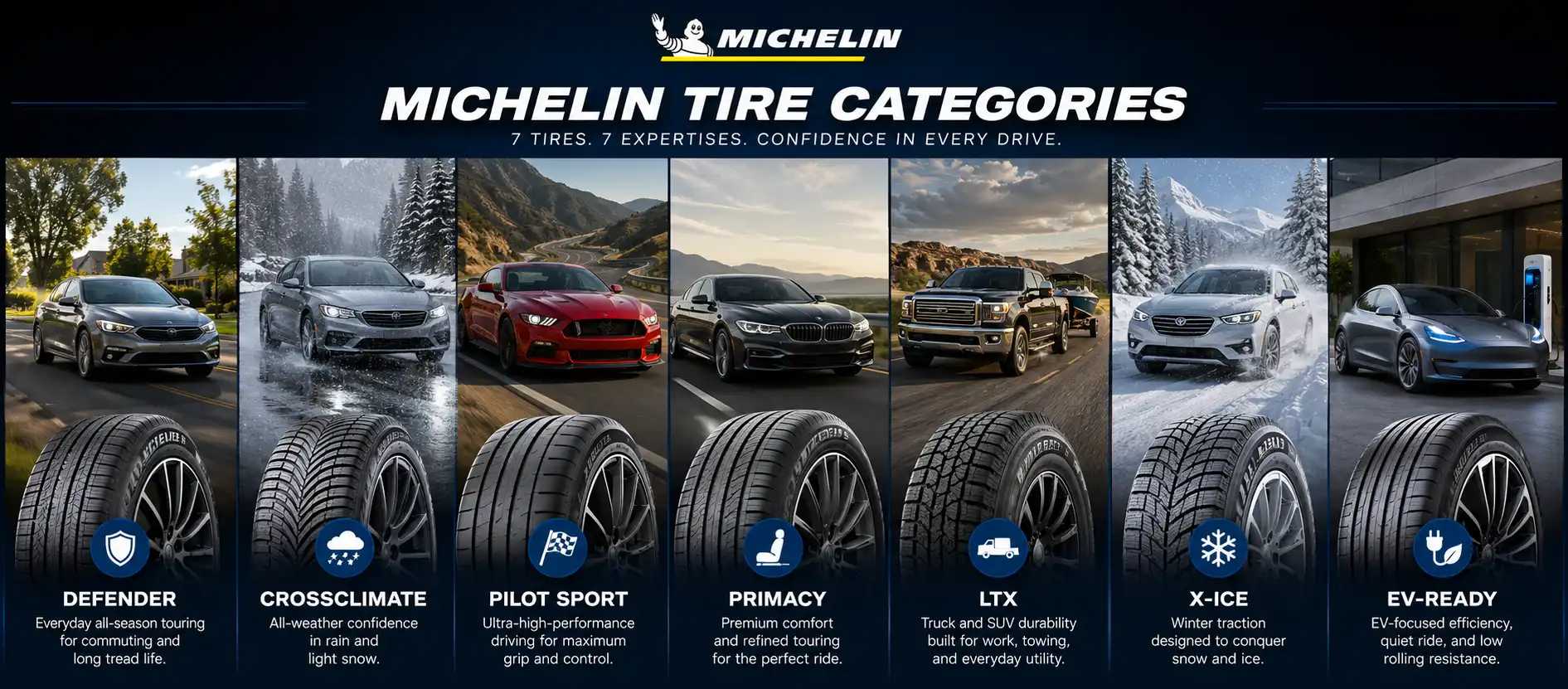 Michelin tire categories infographic