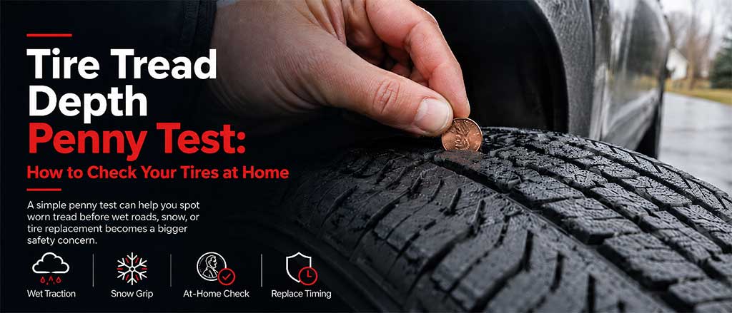 Tire tread depth penny test