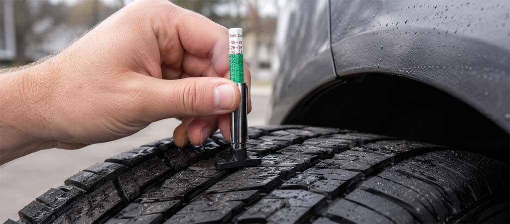 Tire tread measurement in focus